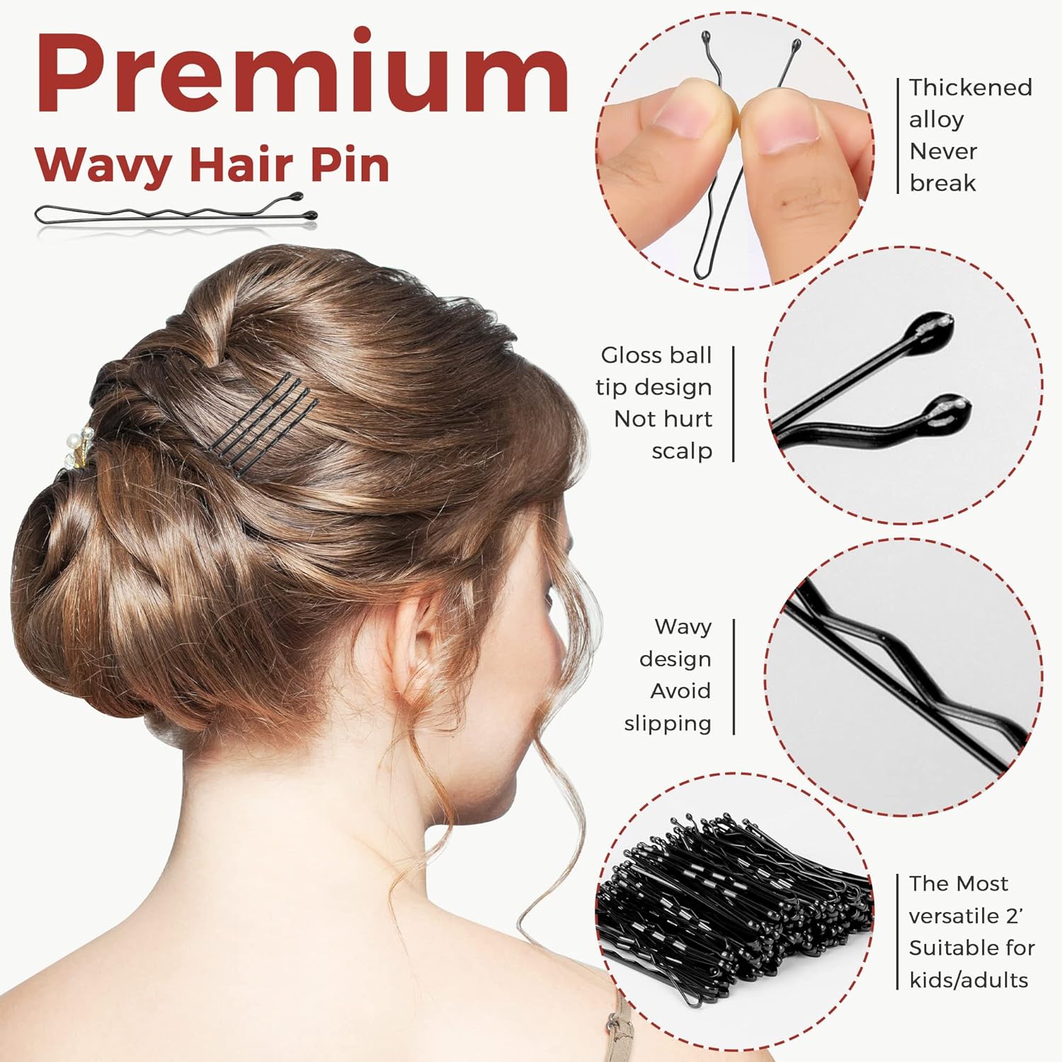 100PCS 2-Inch Hair Clips Set S - Bobby Pin Bulk 评论和价格