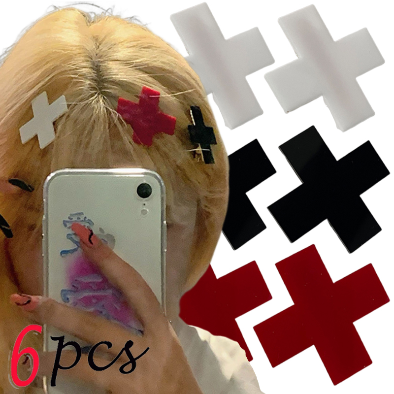 Y2K Red Cross Hair Clip Punk G - Bobby Pin Bulk 评论和价格